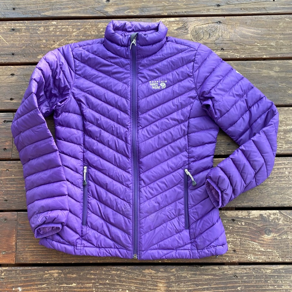 Mountain hardwear purple full zip puffer jacket down